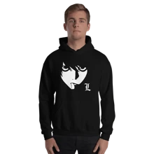 Sudadera Cara De L Lawliet Detective Death Notte Anime. Hoodie Aesthetic. Regalo. Outfit. Estilo - Negro - Ver 4