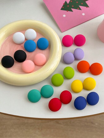 1 对经典个性化圆形耳钉，百搭夏季休闲女士珠宝