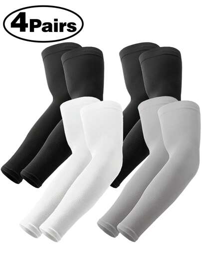 4Pairs Arm Sleeves, Cooling UV Sun Protection Sports Compression For Men/Women Arm Warmers Autumn Outfits Halloween Costumes Black Arm Sleeve Gifts For Men
