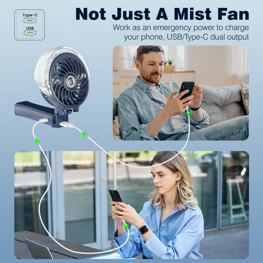 Portable Handheld Misting Fan, Rechargeable Personal Mister Fan