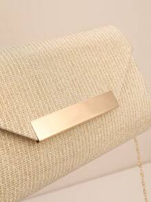1 pièce Pochette carrée métallique dorée avec design d'enveloppe, articles essentiels pour le mariage, s'assortissant parfaitement avec la robe de remise des diplômes, les robes de soirée