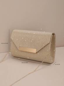 1 pièce Pochette carrée métallique dorée avec design d'enveloppe, articles essentiels pour le mariage, s'assortissant parfaitement avec la robe de remise des diplômes, les robes de soirée