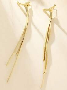 1 par de aretes creativos con diseño minimalista de hueso de serpiente y borlas para mujeres - Dorado - Ver 4