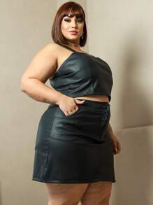 Plus Size Skirts - Black - View 2