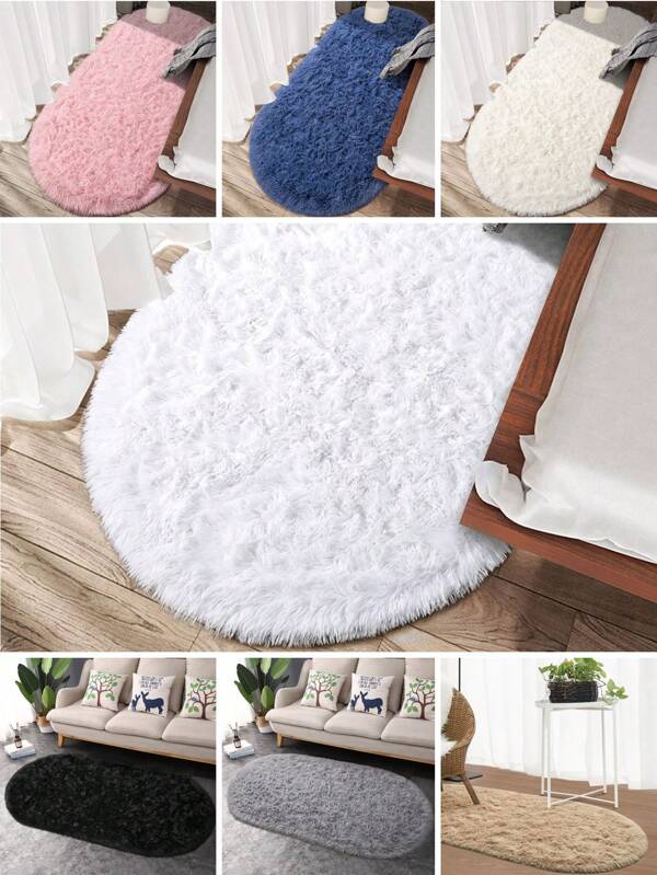 1pc Round Faux Rabbit Fur Carpet, Modern Minimalist Style Solid Color Floor Mat, Pile Height 2.5cm, Bottom With Soft Faux Suede Fabric. A Soft, Comfortable, Warm, Cute And Non-Shedding Indoor Decorative Carpet That Creates An Inviting Atmosphere And Is Easy To Clean. Suitable For Bedroom, Living Room, Study Area, Leisure Area, Entertainment Area, And Other Indoor Areas.
