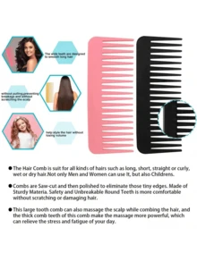 1 Multi-Functional Comb Suitable For Various Shapes, Dry And Wet Dual-Purpose Brush, Massage Hair Brush, Salon Household Wide Toothed Comb, Curling Stick, Black Comb - Multicolor - View 18
