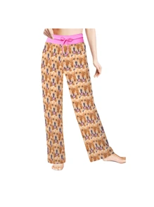 [DIY] Customized Women's Long Funny Pajama Pants, Custom Photo Print, Gift, Novelty Big Head Portrait, Face Replacement, Lightweight Breathable Quick Dry Silky Soft Fabric, Gift For Friend/Partner, Party/Birthday Present - Black - View 3