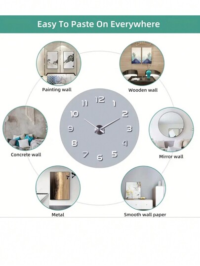 Pc, Moderne Minimalist Oversized Creative DIY Wand Clock, Frameless Silent Restaurant Art Home Living Room, Room Office Kitchen ation Clock,Home ,Room Birthday Graduation Klok Bedroom Dormitory Back To School view 6