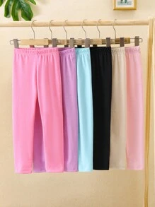 6pcs/Set Young Girls' Solid Color Leggings - Multicolor - View 2