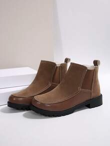 2024 秋冬新款女士高帮复古切尔西靴 - 棕色 - 查看 7