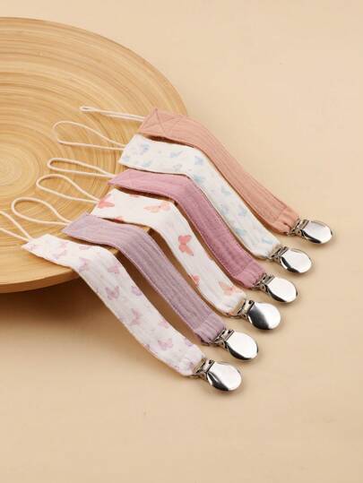 4pcs/Pack Random Baby Pacifier Leashes, Fashion Prevent-Fall Pacifier Clips & Stainless Steel Pacifier Clips, Suitable For Daily Use