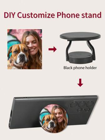 1 pièce Support de téléphone portable avec portrait personnalisé d'animal de compagnie, d'ami, de camarade