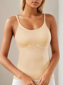 Skin-Tone Backless One-Piece Strap With Built-In Bra, Seamless Basic Top, Workout