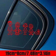 1pc Colorful Laser Car Sticker, Creative Family Style Design, Waterproof And Sunproof, Suitable For All Cars - Red - View 6