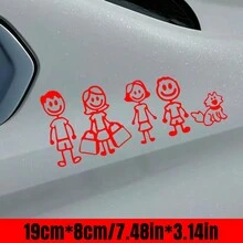 1pc Colorful Laser Car Sticker, Creative Family Style Design, Waterproof And Sunproof, Suitable For All Cars - Red - View 1