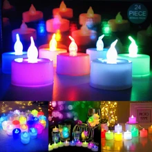 24PCS Led Tea Lights Candles LED FLAMELESS Battery Operated Wedding Valentine Decoration UK - Seven Colors - View 2