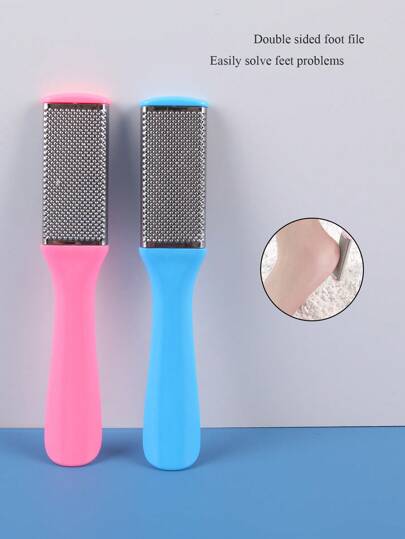 1pc Stainless Steel & Plastic Foot File With Double-Sided Dead Skin Remover And Handle, Foot Care Tool For Pedicure