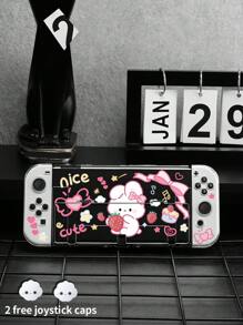 1 个草莓兔子图案保护壳兼容 Switch OLED/Switch NS/Lite、Switch 扩展电池控制台配件盖带操纵杆盖，与 Switch 玩家兼容的最佳礼物 - 彩色 - 查看 6