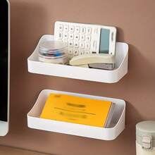 1 kệ để bàn/phòng tắm treo tường sử dụng kép cho mỹ phẩm và đồ lặt vặt, dụng cụ sắp xếp văn phòng phẩm dành cho sinh viên phong cách Nhật Bản và hộp lưu trữ cho tủ gương phòng tắm - trắng - Xem 2