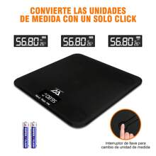 Bascula Corporal Digital Domestica de Vidrio Templado para Control de Peso Personal - NEGRO cuadrado - Ver 4