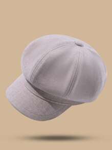 LEAJOURNO. 1入組女士素色八角形帽適用於春天/秋天,日式風休閒貝雷帽,文學畫家帽子 - 黑色 - 查看 7