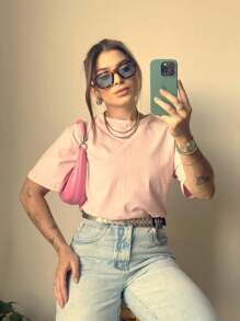 Women T-Shirts - Màu Hồng baby - Xem 2