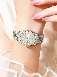 OLEVS. BINBOND Luxury Women's Watch High Quality Diamond Women's Quartz Watch Waterproof Date Display Stainless Steel Women's Gold Watch - White - View 6