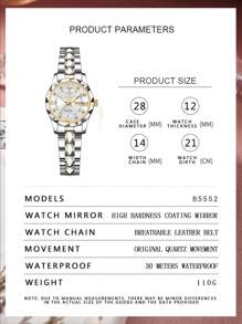 OLEVS. BINBOND Luxury Women's Watch High Quality Diamond Women's Quartz Watch Waterproof Date Display Stainless Steel Women's Gold Watch - White - View 4