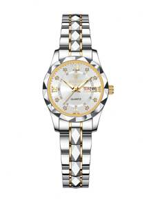 OLEVS. BINBOND Luxury Women's Watch High Quality Diamond Women's Quartz Watch Waterproof Date Display Stainless Steel Women's Gold Watch - White - View 5