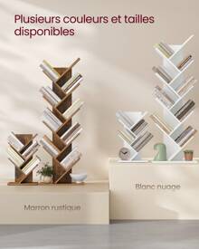 VASAGLE Bibliothèque Arbre, Bibliothèque sur Pied à 5 Niveaux, Étagère d'Angle Gain de Place, avec Étagères, pour Chambre, Salon, Bureau, Marron Rustique - Tabac - Voir 5