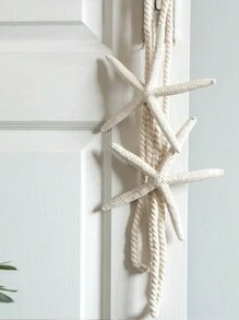 1/2pcs Natural Starfish Curtain Tieback,Simple And Elegant Pearl Curtain Tieback, No Drilling Magnetic Curtain Tiebacks, Rope Drapery Holdbacks,Room Decor Nordic Bedroom Decorations Curtain Holdback,For Bedroom Living Room Home Decor,Curtains Storage(Purely Handmade, Color May Vary) - White - View 2