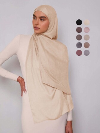 1pc Women's Modal Solid Color Thin Edge Scarf Casual Breathable Headwrap Multipurpose Shawl Muslim Hijab