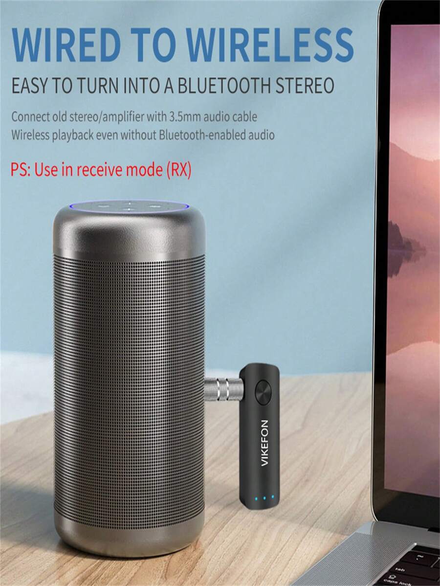 VIKEFON 2 IN 1 Bluetooth 5.3 Audioontvanger Zender 3,5 mm AUX