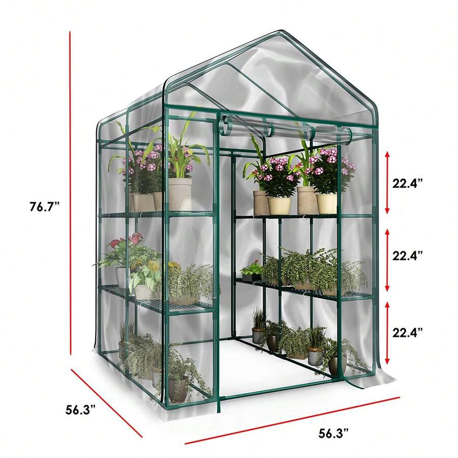 WalkIn Greenhouse Indoor Outdoor 8 Shelves Steel Frame