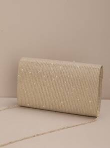 1 pièce Pochette carrée métallique dorée avec design d'enveloppe, articles essentiels pour le mariage, s'assortissant parfaitement avec la robe de remise des diplômes, les robes de soirée