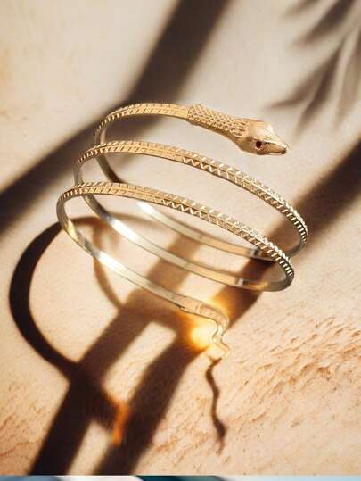 1 Peça Bracelete de Braço Dourado Enrolado de Cobra da Moda Europeia e Americana, Bracelete Metálico Enrolado de Cobra Personalidade para Mulheres