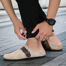 Men's Brown Slip-On Slippers, Casual Retro Mules Sandals - Beige - View 2