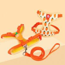 Cute Pet Harness And Leash Set For Small Dogs, Outdoor Walking Leash, Anti-Escape Cat Leash, Adjustable Cat Vest Suitable For All Seasons - Orange - View 9