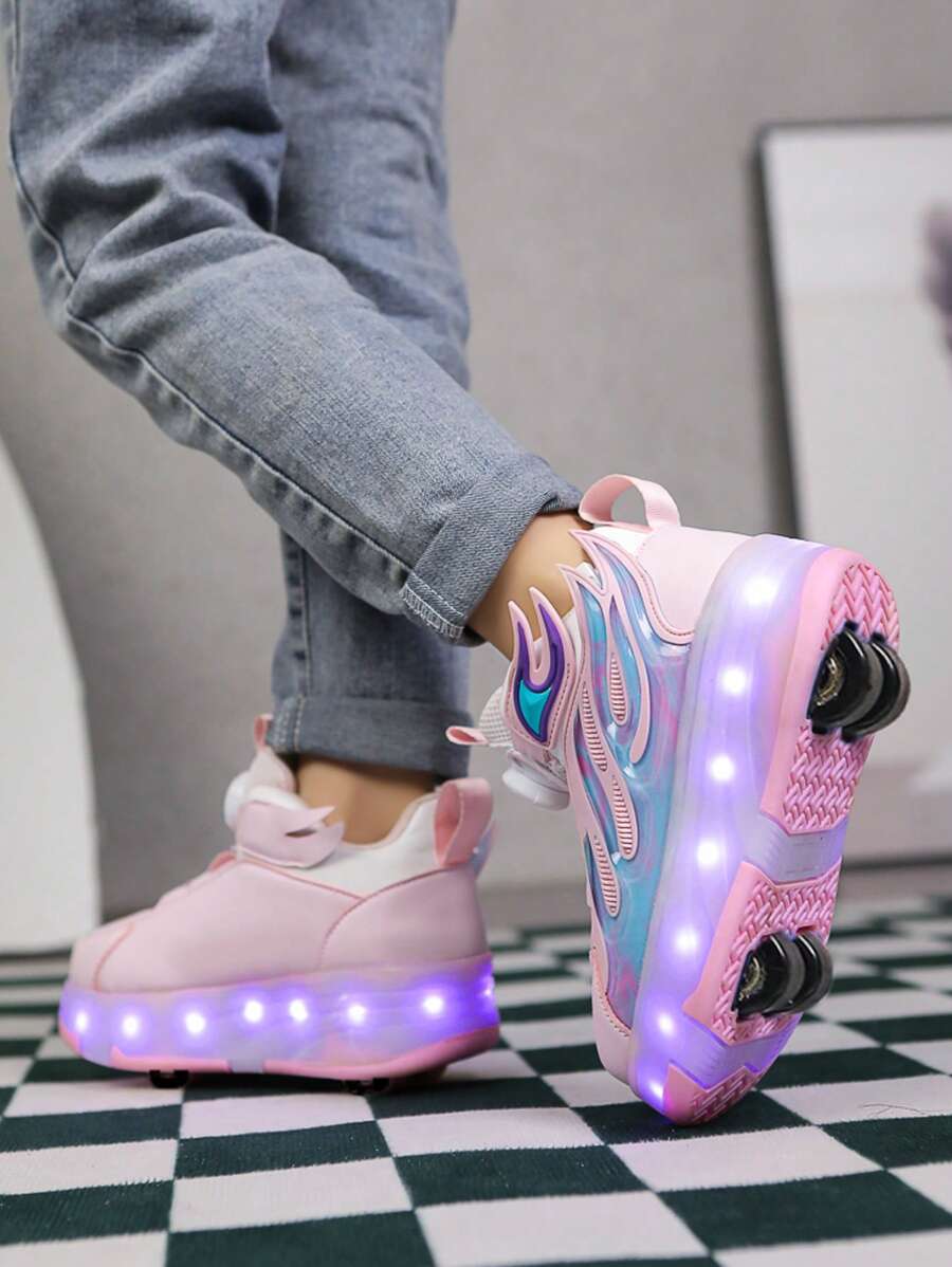 Children's Roller Skates With LED Lights, Wheeled Skate Shoes For Boys