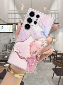 Funda protectora transparente y a prueba de golpes con textura de mármol dorado, compatible con y Galaxy A Series (A13 5G, A23, A32 5G, A33, A34, A50, A51, A52, A53 5G, A54, A55, A71, A72, A73, A73 5G), cubierta exterior