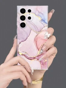 Funda protectora transparente y a prueba de golpes con textura de mármol dorado, compatible con y Galaxy A Series (A13 5G, A23, A32 5G, A33, A34, A50, A51, A52, A53 5G, A54, A55, A71, A72, A73, A73 5G), cubierta exterior