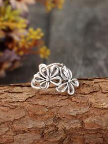 1pc European And American Style Adjustable Flower Open Ring For Women Valentines,Mom,Mother,Mother's Day,Gift
