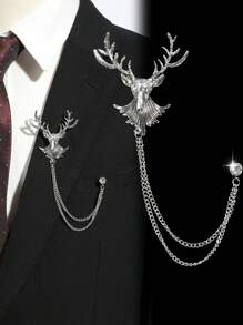 1 件时尚金/银水钻流苏胸针，带有鹰、龙、狮、梅花、鹿形动物图案，适合派对、约会、西装、日常穿着和礼物，用于衣服包饰背包，适合学校 Kpop 教师用品包饰可爱办公室配饰衬衫夹克珠宝圣诞节万圣节秋冬配饰，适合青少年、青年、男士、休闲、户外、运动、度假、毕业礼物、生日、日常穿着衣服别针有趣的教师礼物万圣节配饰教师节