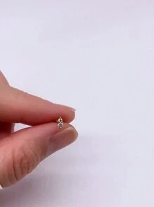 EleRunis 1入組925純銀細鑲爪設置耳釘18K鍍金軟骨螺旋耳環低敏鍍金珠寶女士女孩日常佩戴婚禮派對訂婚禮物