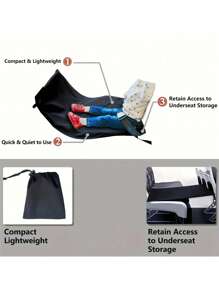 2 piezas Reposapiés de avión, cama de viaje, hamaca de pie de avión con diseño antideslizante, extensor de asiento de avión, accesorios portátiles de viaje en avión, hamaca portátil de avión para uso en oficina, avión y hogar, extensor de asiento de avión, regalo de Navidad, Halloween, Día de Acción de Gracias