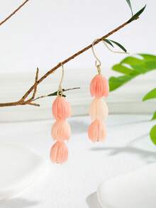 1pair Resin Frangipani Flower Drop Earrings, Hawaii Ocean Style, Vacation Accessory - Multicolor - View 22