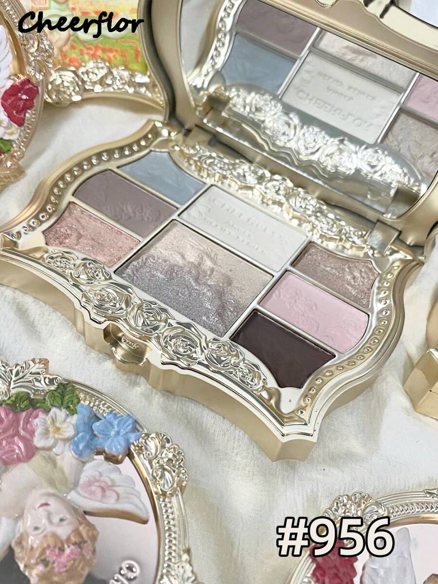 CHEERFLOR Paleta de Maquiagem Embossed, Paleta de Sombras Brilhantes e Mates em Pó, Alta Pigmentação, Sombras Brilhantes e Mates de Longa Duração, Leves, Lisas, Com Espelho, Todo-em-Um Paleta de Maquiagem com Iluminadores, Contorno e Blush em Pó