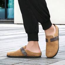 Brown Slip-On Slippers For Men, Casual Retro Mule Shoes - Brown - View 7