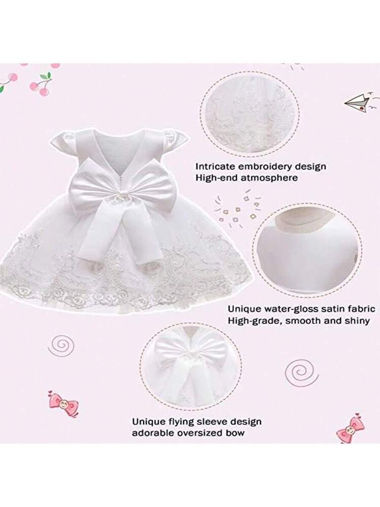 Vestido de princesa con encaje y lazo para bebé niña