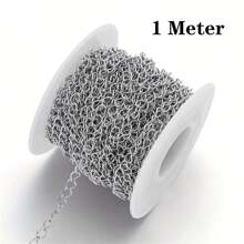1/3/5/10/100m Silver Stainless Steel Polished Necklace Chain, DIY Jewelry Making Materials - Silver - View 11